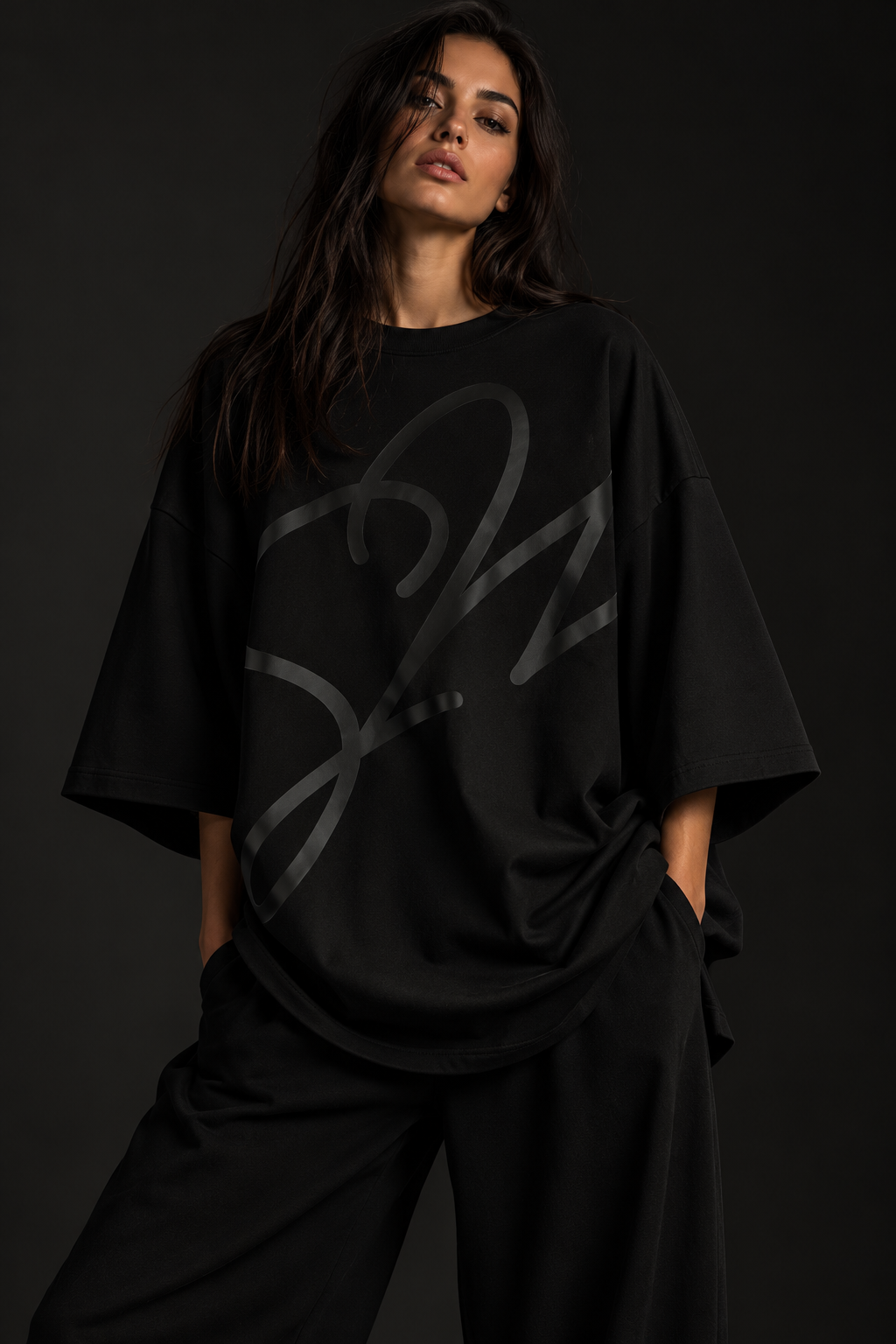 Black Sara Al Madani monogram T-shirt