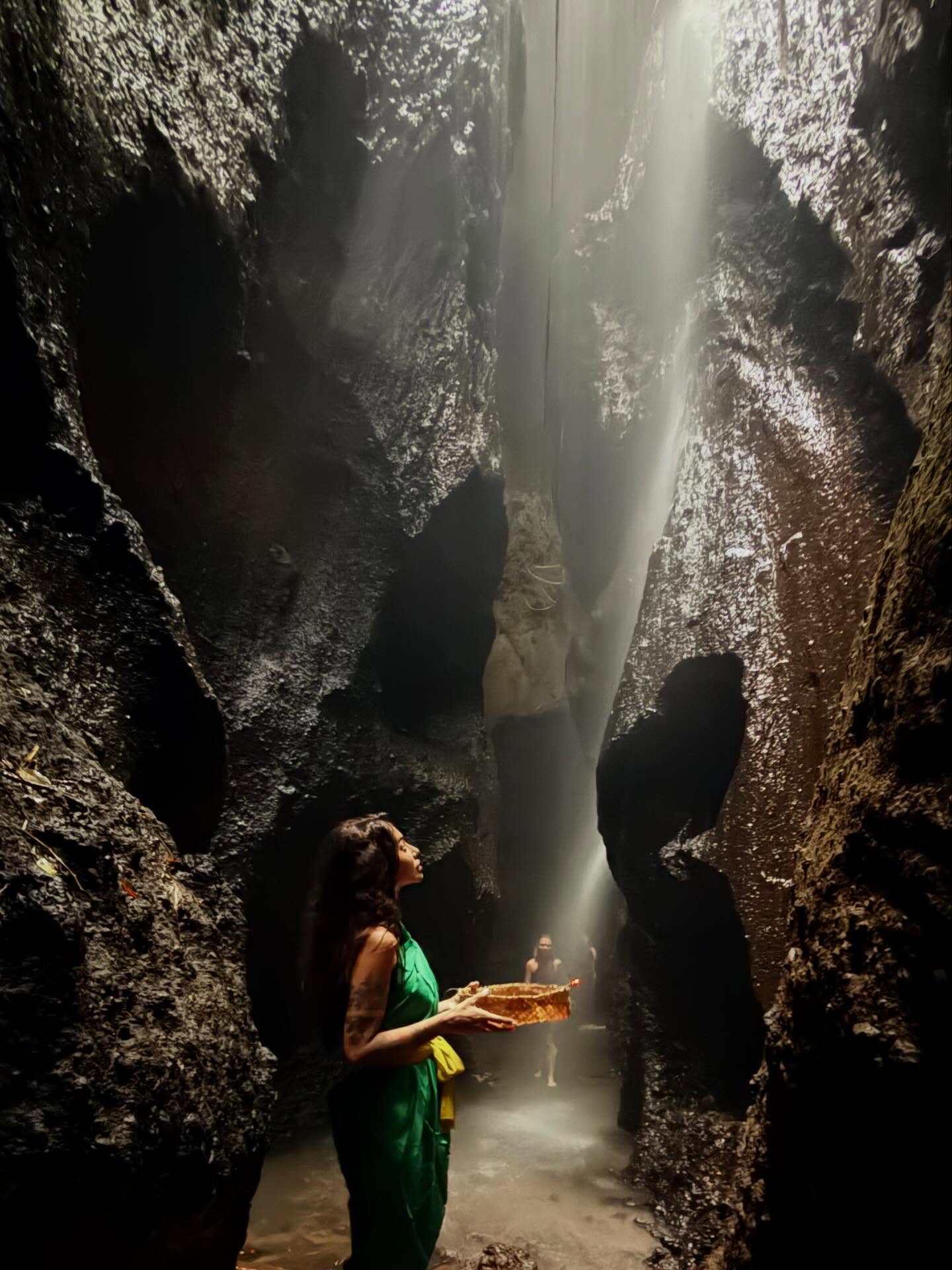 Sara Al Madani in a waterfall ceremony